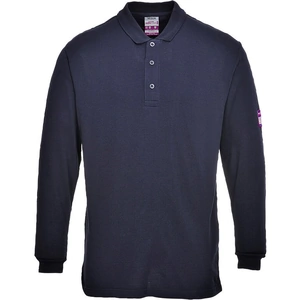 Modaflame Mens Flame Resistant Antistatic Long Sleeve Polo Shirt Navy 4XL