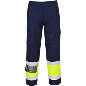 Modaflame Mens Flame Resistant Hi Vis Trousers Yellow / Navy L 34