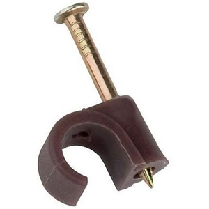 None Masterplug Coaxial Cable Clips 7mm Brown 50 Pack
