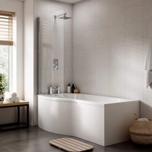Nuie 750mm White Shower Bath End Panel Acrylic WBB201