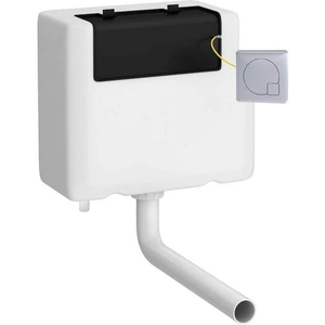 Nuie Dual Flush Cistern With Bottom Inlet & Chrome Square Push Button Brass Silver Hd Polyethlene XTY8M01B