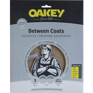 Oakey Between Coats Silicon Sandpaper Fine Pack of 3
