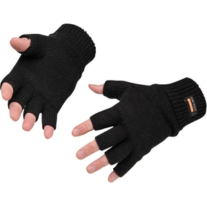 Portwest Fingerless Insulatex Lined Knit Gloves Black One Size