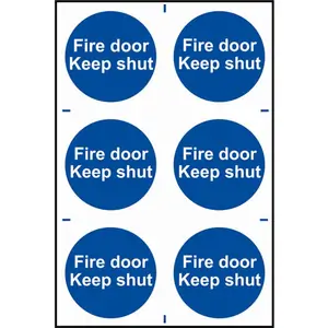 Scan Fire Door Keep Shut Sign Pack of 6 100mm 100mm Standard