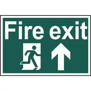 Scan Fire Exit Running Man Arrow Up Sign 300mm 200mm Standard