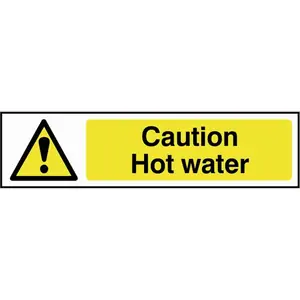 Scan Caution Hot Water Sign 200mm 50mm Standard