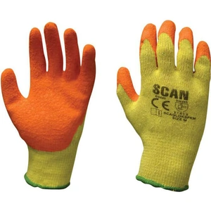 Scan Knit Shell Latex Palm Gloves Orange / Yellow One Size Pack of 12