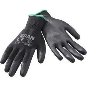 Scan PU Dipped Gloves Black L Pack of 5