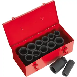 Sealey 14 Piece 3/4 Drive Deep Hexagon Impact Socket Set Metric and Imperial