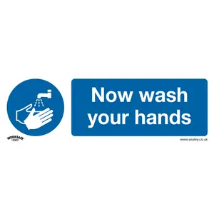 Sealey Self Adhesive Vinyl Now Wash Your Hands Sign Pack of 10