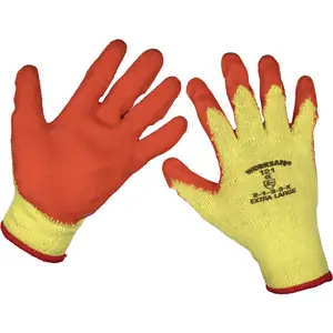Sealey Worksafe Super Grip Gloves Orange XL Pack of 12
