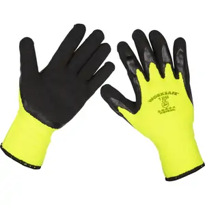 Sealey Thermal Super Grip Gloves Black / Yellow L Pack of 1