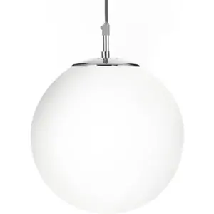 Searchlight Lighting Atom 1 Light Globe Ceiling Pendant Satin Silver, Opal Glass, E27
