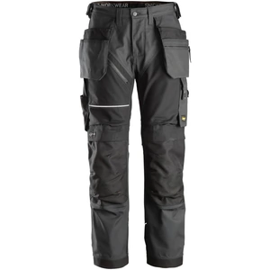 Snickers 6214 Ruff Work Canvas Trousers Holster Pockets Steel Grey / Black 35 28