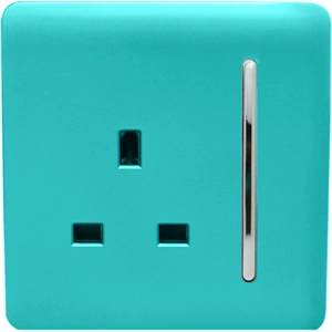 Trendi Switch 1 Gang 13Amp Switched Socket in Bright Teal