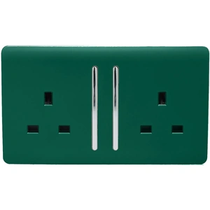 Trendi Switch 2 Gang 13Amp Long Switched Socket in Dark Green