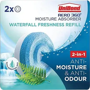 Unibond Aero 360 Passive Dehumidifier Waterfall Freshness Refills Pack of 2