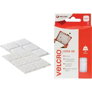 Velcro Brand Velcro Stick On Squares White 25mm 25mm Pack of 24